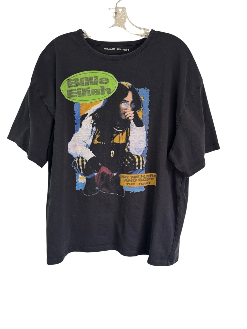 Billie Eilish Graphic Tee Tour T-Shirt Hit Me Hard And Soft Black Size Large